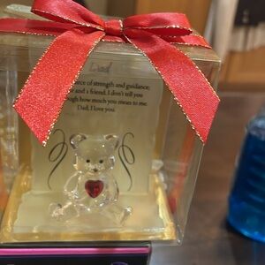 Gift for Dad - Crystal Bear with Red Heart Ornament